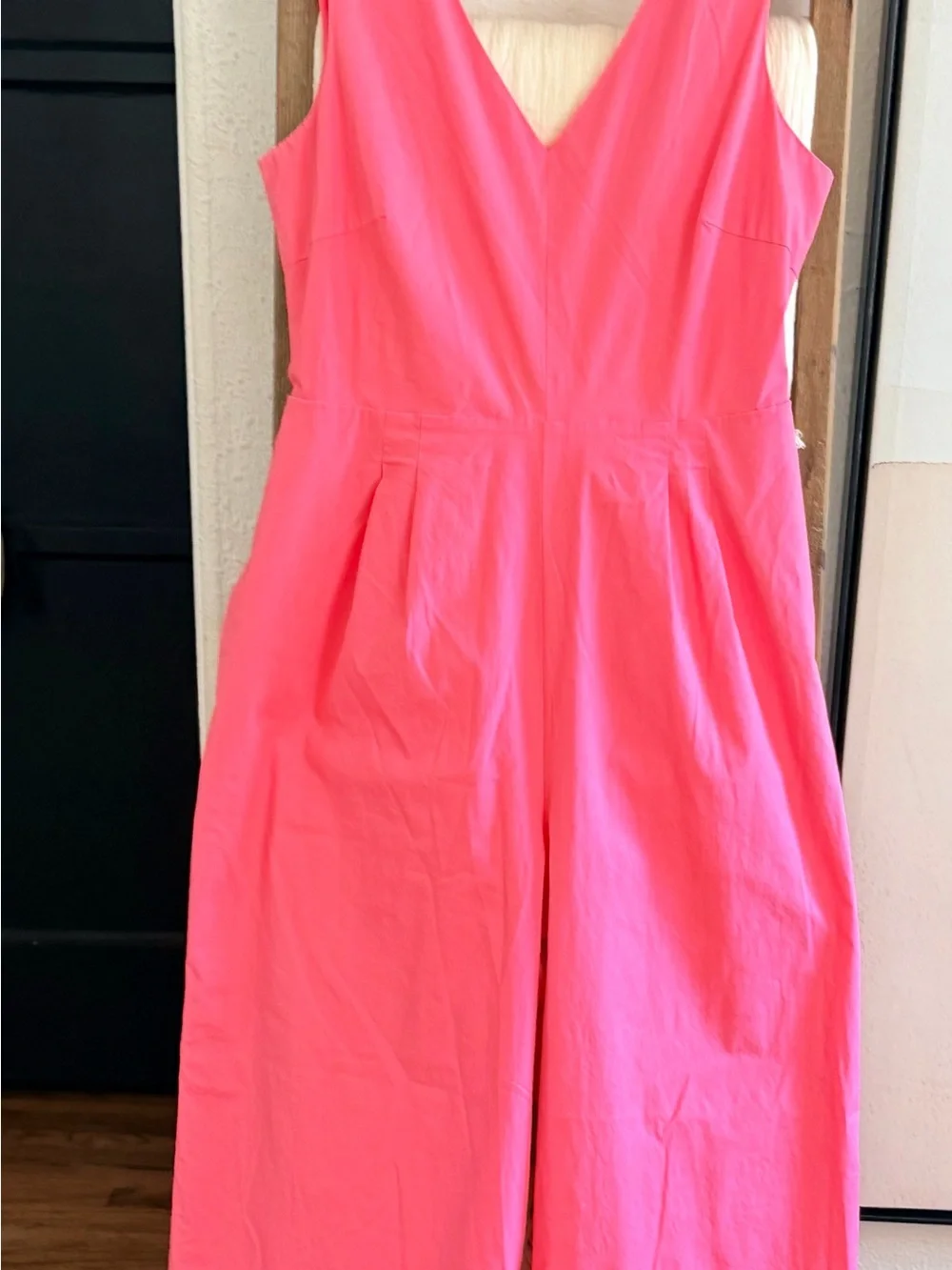 J. Crew Pink V-Neck Tie-Back Wide-Leg Jumpsuit